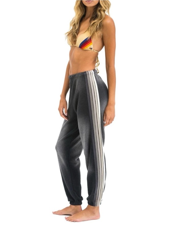Aviator Nation Pants - Aviator Nation 5 Stripe Joggers in Faded Smoke (Charcoal Grey)